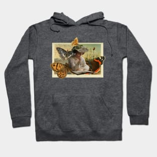 Lady reading with butterflies collage Hoodie